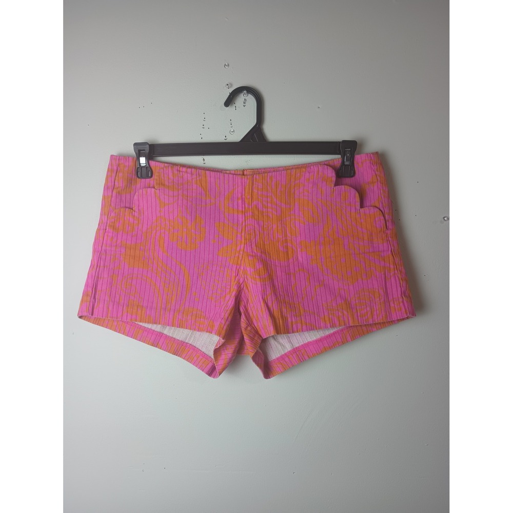 Lilly Pulitzer Callahan Shorts Pink Orange Scallop Floral Corduroy Size‎ 8